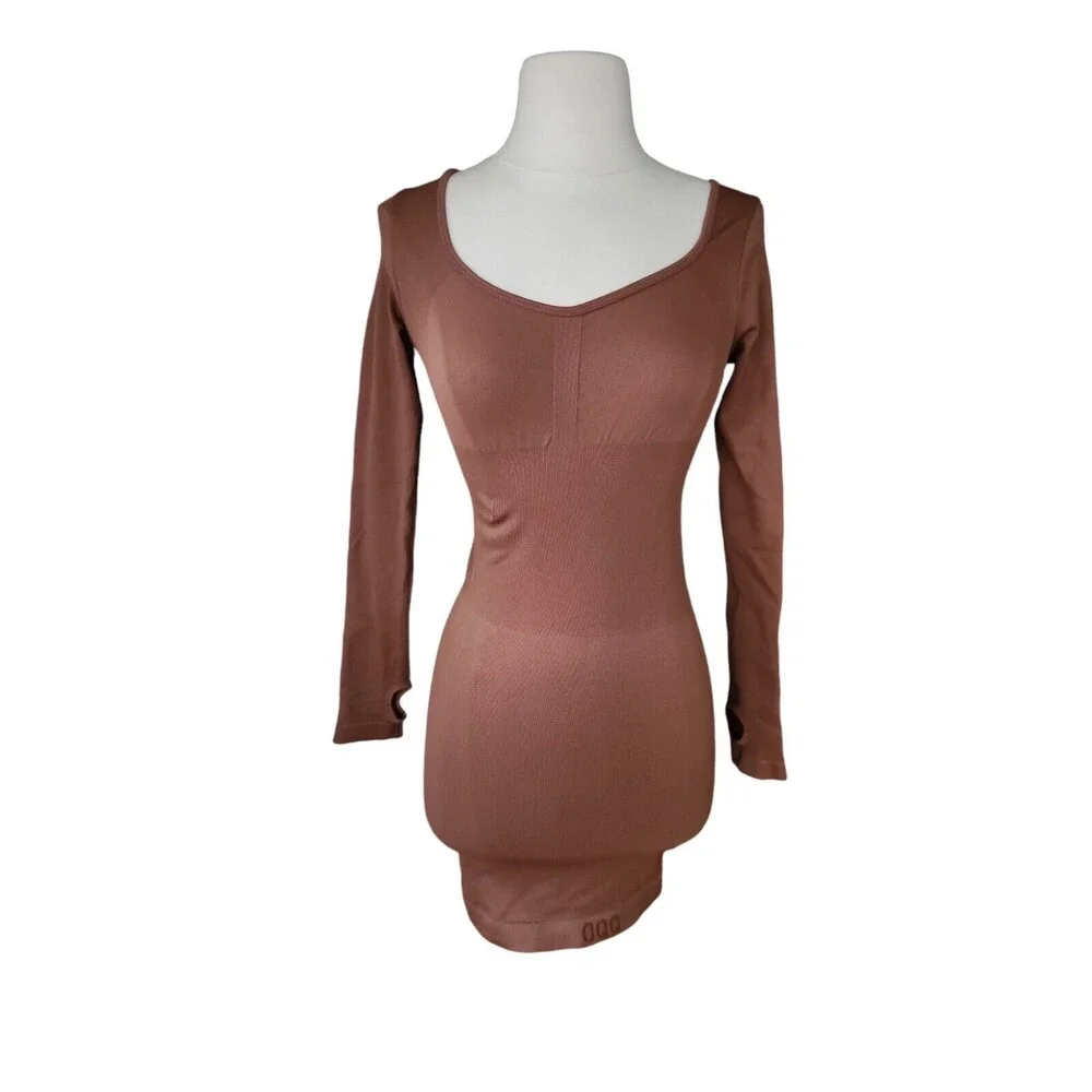 OQQ Blogger Fave Snatched Waist Shaper Mini Dress Black Brown Bundle Size S